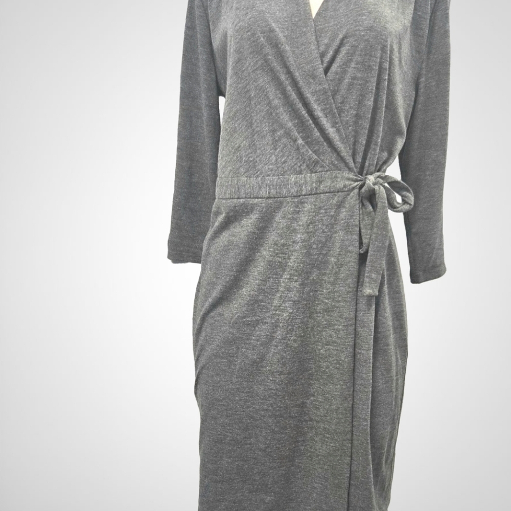 Elegant Gray Wrap Dress - Ann Taylor